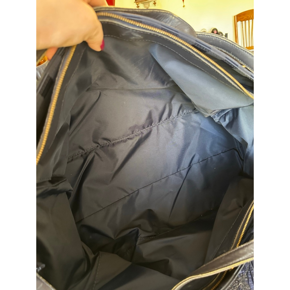 Valentino Garavani Leather & Nylon Navy Striped Travel Bag - Picture 13 of 16